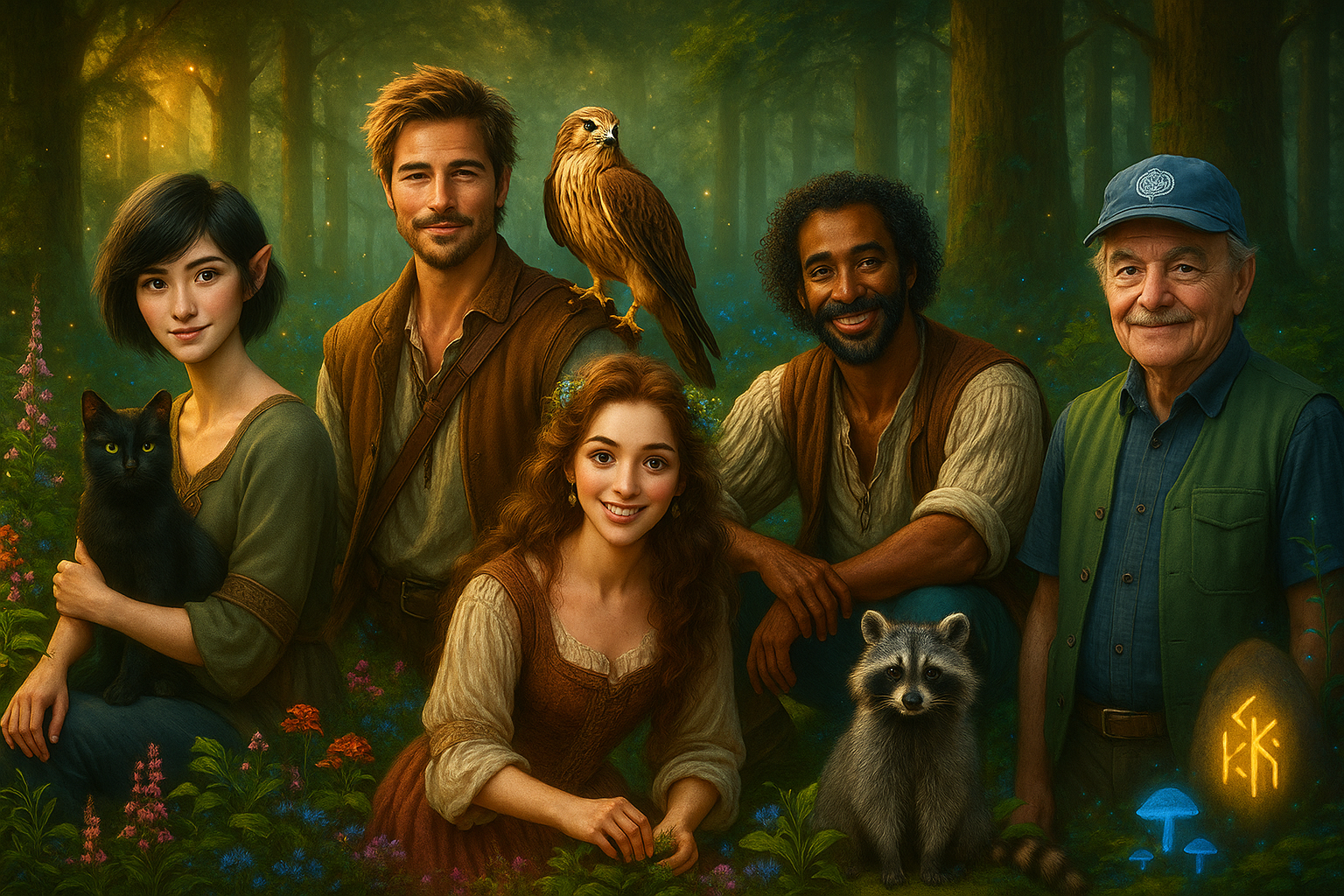 Primary cast members in the Magic Forest in an Adventure at the Edge of Creation Primary cast members in the Magic Forest in an Adventure at the Edge of Creation